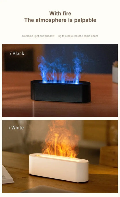 Newest 2024 RGB Flame Aroma Diffuser Humidifier USB Desktop Simulation Light Aromatherapy Purifier Air for Bedroom With 7 Colors