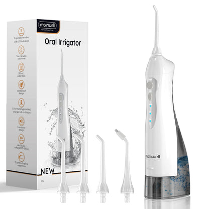 Oralfree Water Dental Flosser Cordless for Teeth Cleaning - 4 Modes Oral Irrigator 300ML Braces Flossers Cleaner, Rechargeable Portable IPX7 Waterproof Powerful Battery for Travel Home