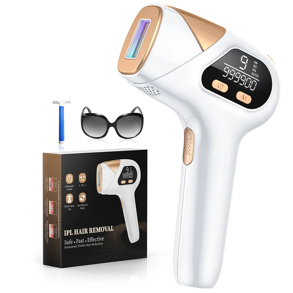 Laser Hair Removal Device for Women and Men, 3-in-1 Upgraded 999,900+ Flashes at-Home IPL Hair Removal Device, Laser Hair Removal with 2 Mode 9 Energy Levels