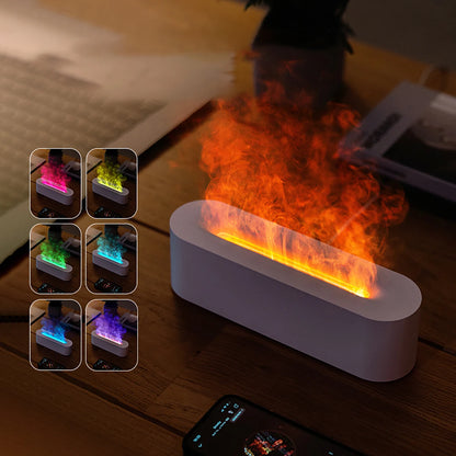 Newest 2024 RGB Flame Aroma Diffuser Humidifier USB Desktop Simulation Light Aromatherapy Purifier Air for Bedroom With 7 Colors