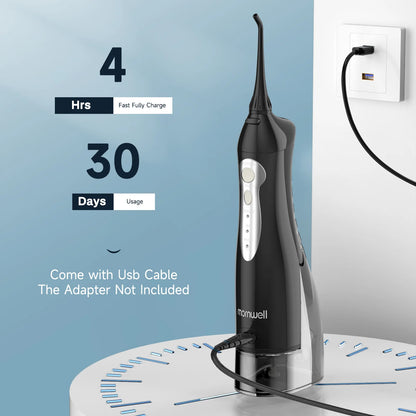 Oralfree Water Dental Flosser Cordless for Teeth Cleaning - 4 Modes Oral Irrigator 300ML Braces Flossers Cleaner, Rechargeable Portable IPX7 Waterproof Powerful Battery for Travel Home