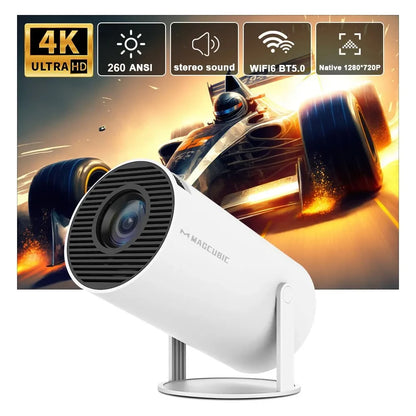 Smart Mini Portable Home Projector With Wifi and Bluetooth Support Smart Projector with Android TV 180° Rotatable