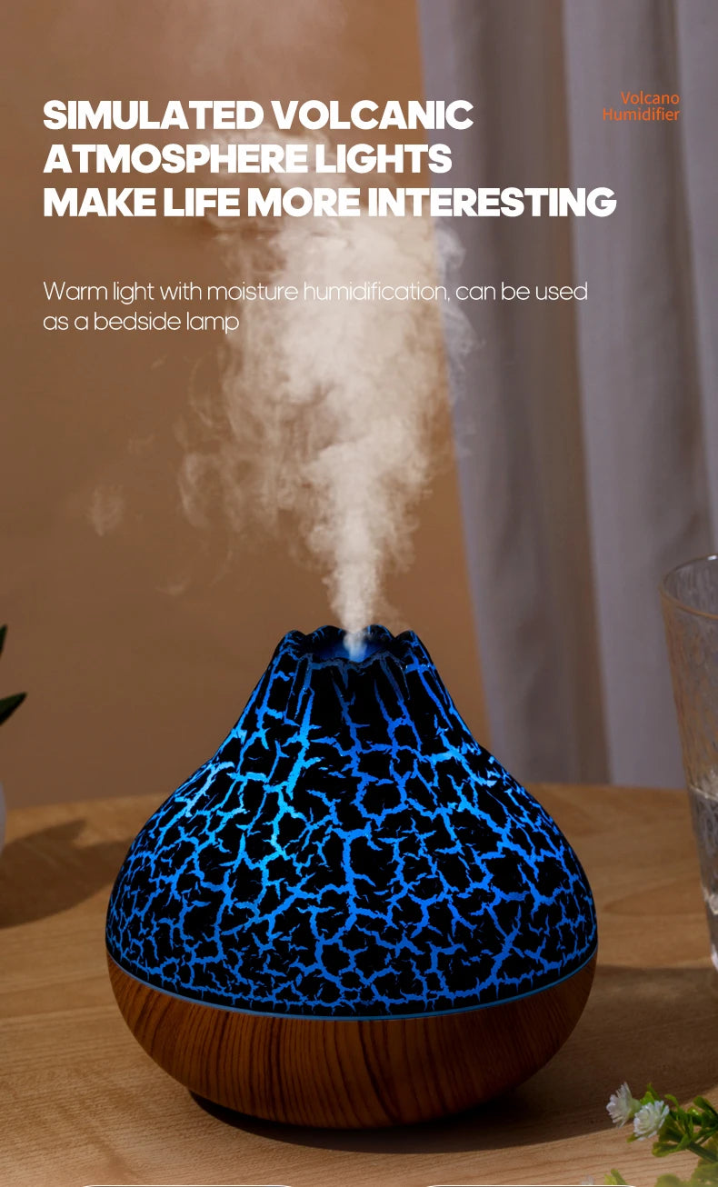 300ml Volcanic Air Humidifier Desktop Electric Water Mist Diffuser Purifier Air Freshener With 7 Colors