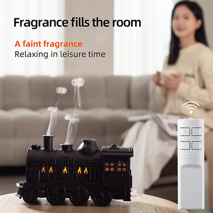 Essential Oil Diffuser, 300ml Train Diffuser, Aromatherapy Diffuser Cool Mist Train Humidifier with Remote Control 2 Light 2 Mist Mode Auto Shut-Off for Home Office Hotel Baby Nursery