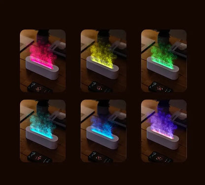 Newest 2024 RGB Flame Aroma Diffuser Humidifier USB Desktop Simulation Light Aromatherapy Purifier Air for Bedroom With 7 Colors