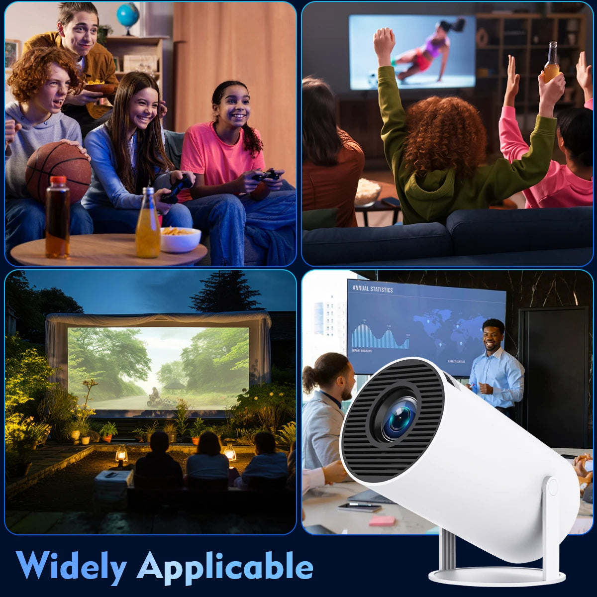 Smart Mini Portable Home Projector With Wifi and Bluetooth Support Smart Projector with Android TV 180° Rotatable