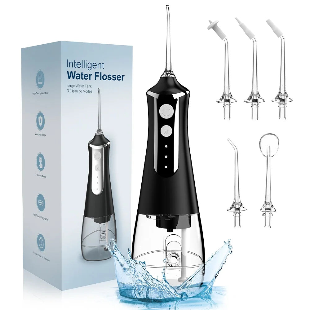 Water Dental Flosser Pick for Teeth: 4 Modes Cordless Portable 300ML Larger Tank Water Teeth Cleaner IPX7 Waterproof Flossing Cleaning Picks for Home Travel