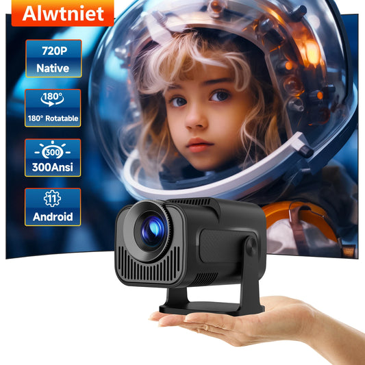 Mini Portable Projector 4K with WiFi and Bluetooth, Native 1080P HY320 Smart Projector with Android 11, Support WiFi 6 BT5.0 Auto Keystone Correction 150'' Display Short Throw Projector