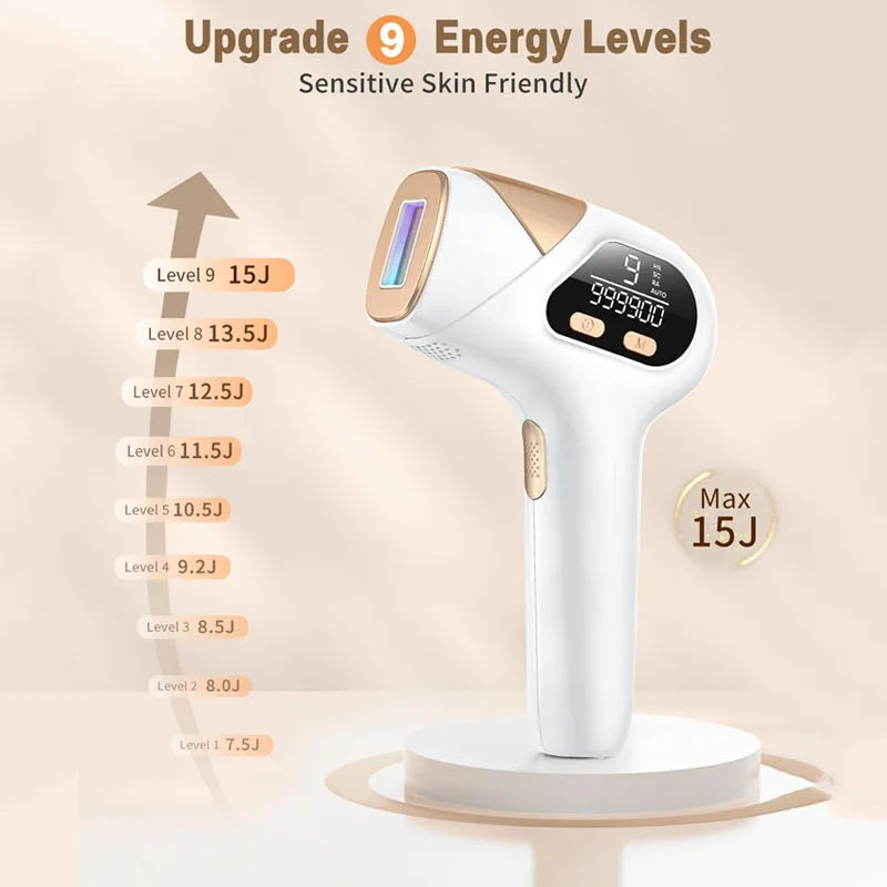 Laser Hair Removal Device for Women and Men, 3-in-1 Upgraded 999,900+ Flashes at-Home IPL Hair Removal Device, Laser Hair Removal with 2 Mode 9 Energy Levels