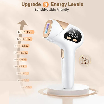 Laser Hair Removal Device for Women and Men, 3-in-1 Upgraded 999,900+ Flashes at-Home IPL Hair Removal Device, Laser Hair Removal with 2 Mode 9 Energy Levels