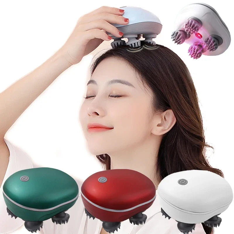 Electric Scalp Massager, Head Massager Scalp with 4 Removable Massage Claws, Rechargeable Waterproof Handheld Head Massage Scalp for Full-Body Massage, Deep Clean and Stress Relax