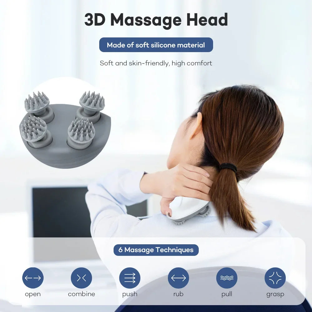 Electric Scalp Massager, Head Massager Scalp with 4 Removable Massage Claws, Rechargeable Waterproof Handheld Head Massage Scalp for Full-Body Massage, Deep Clean and Stress Relax