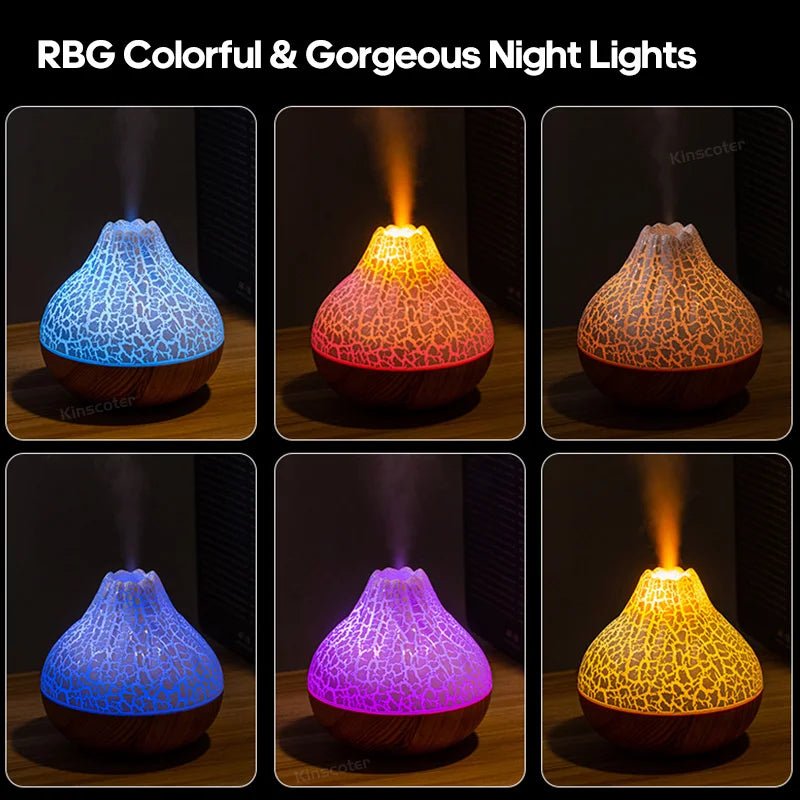 300ml Volcanic Air Humidifier Desktop Electric Water Mist Diffuser Purifier Air Freshener With 7 Colors